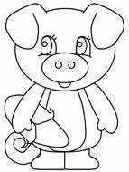 drawn cartoon pig with a corncob