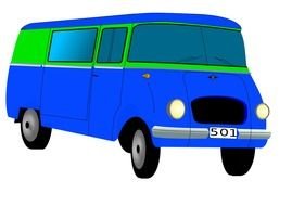 Clip art of the green and blue bus