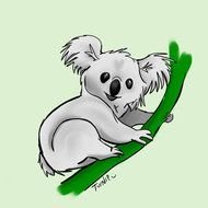 koala, green, branch, graphic, tree