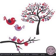 Red Love Birds Clip Art N4