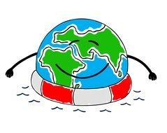 painted planet floats on a life buoy