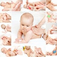 collage of photos of baby massage