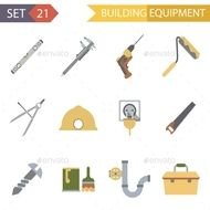 GraphicRiver Retro Flat Building Equipment Icons 8860688