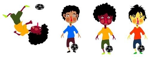 Playing Soccer boys drawing