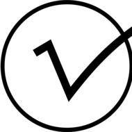 drawn checkmark in a white circle