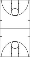 Black and white drawing of the basketball court clipart