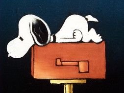 Cartoon Snoopy on the mailbox clipart