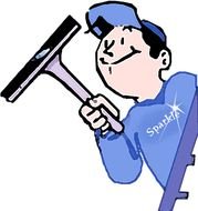 drawing of Guy Cleaning Windows