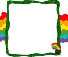green frame on rainbow background