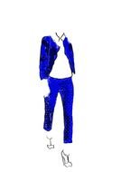 painted blue business suit