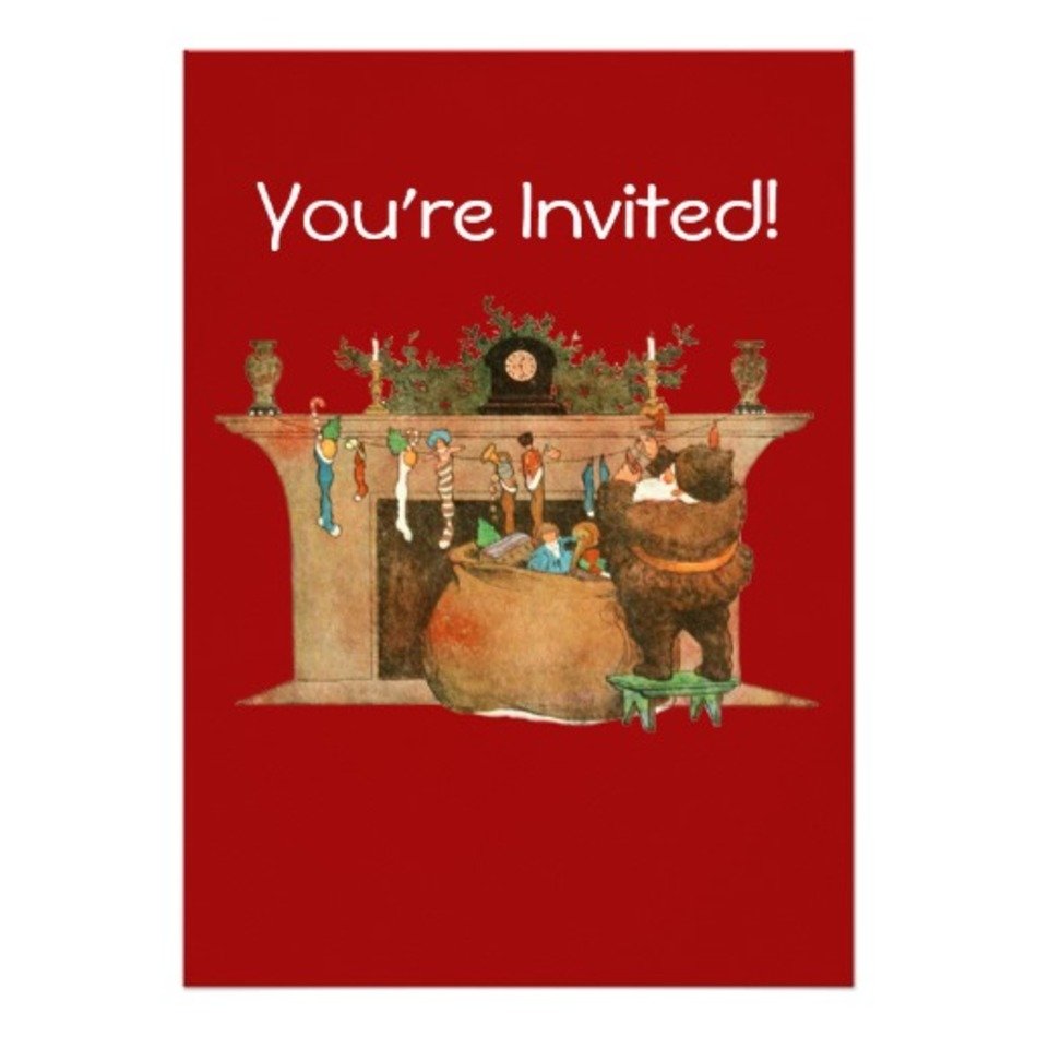 Christmas Eve Santa Claus Fireplace Personalized Invitations