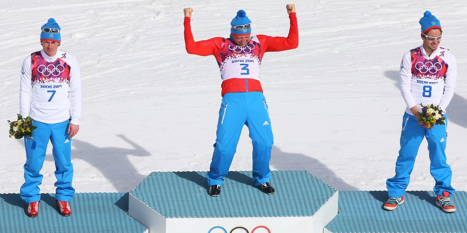 olympic pedestal among the snow