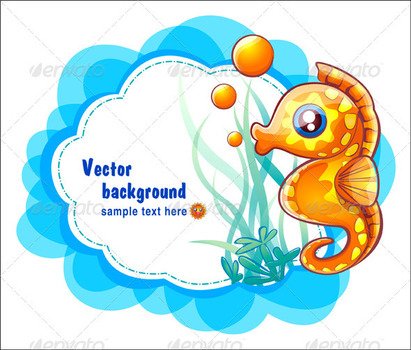 Cute Cartoon Seahorse N4