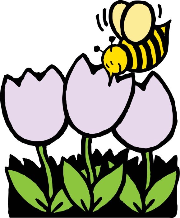 clipart of the Bee And Flowers