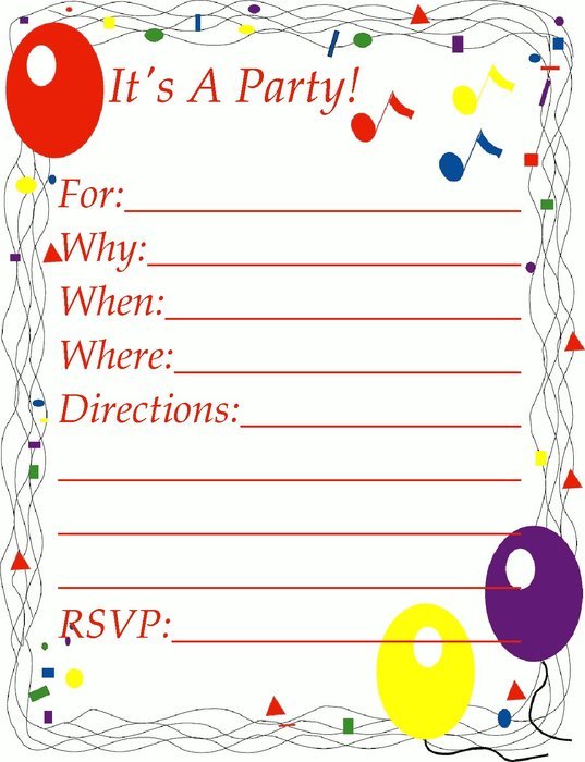 clipart of the Party Invitation