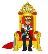 Cartoon King On Throne drawing