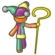 colorful Jester Or Joker Standing Confident, drawing