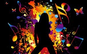 Music party girl drawing