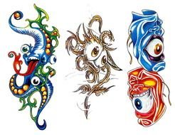 Colorful tattoo designs clipart