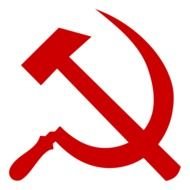isolated red hammer and sickle