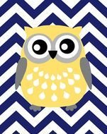 yellow owl on the chevron background
