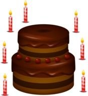 Clip art of Chocolate Cake With Candles around it