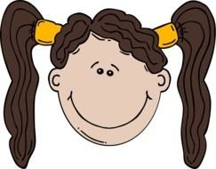 draw a girl with pigtails and yellow rubber bands