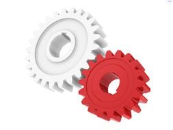 white and red gears