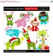 Clip Art Digital Clipart Animals Monkey Lil Christmas Jungle Safari