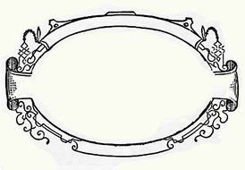 Black and white drawing of the vintage oval frame clipart