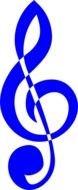 drawn blue treble clef on a white background