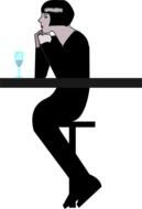 clipart of the Woman At A Bar