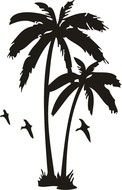silhouettes of two palm trees as a picture for clipart