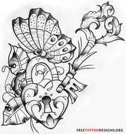 Butterfly And Heart Tattoo Designs N2