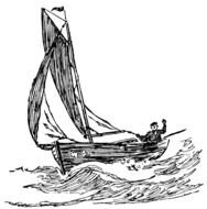 fishing boat in the storm in graphic representation