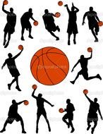 Basketball Players Silhouettes Stock Illustration