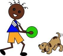 Boy Playing With Dog Clip Art N7