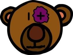 Teddy Bear face cross eye drawing