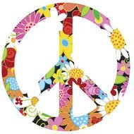 colorful Hippie Chick,1960s Peace Sign