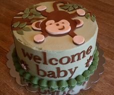 Monkey welcome Baby cake drawing