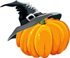 Cute Pumpkin With Witches Hat Clip Art N2