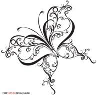 Curly Butterfly Design Tattoo Tribal