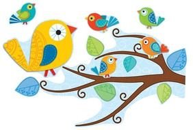 flock of colorful Birds, drawing