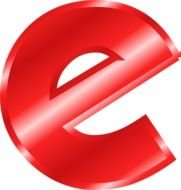 red letter e on a white background