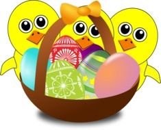 Easter Eggs in Basket as graphic illustration