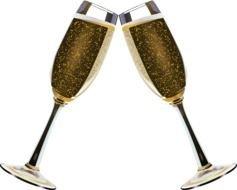 drawn two clinking glasses with champagne
