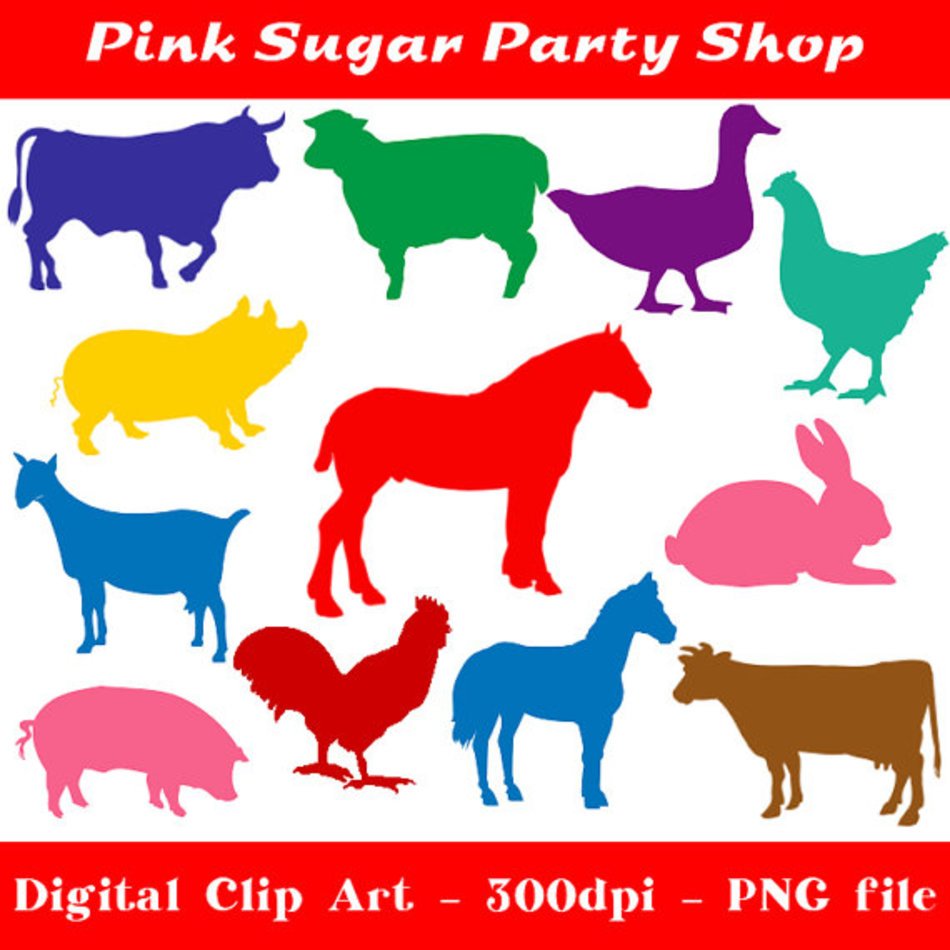 Farm Animal Silhouette Clip Art N3