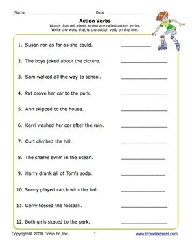 Action Verbs Worksheets N2