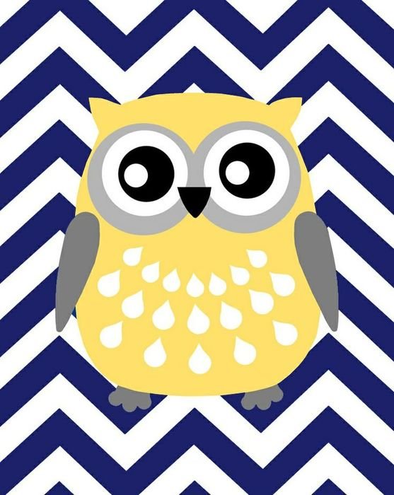 yellow owl on the chevron background