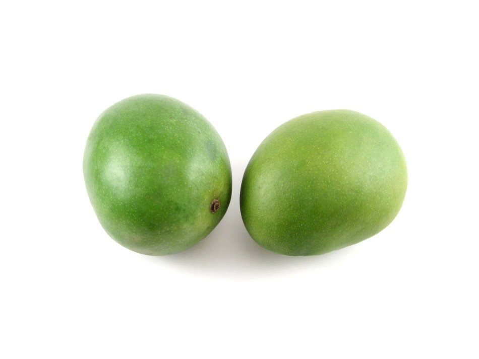 green mango on the white background